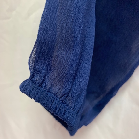 Loft outlet sheer ruffled long sleeve top NWT - Picture 6 of 8